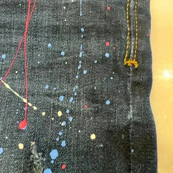 Zara paint splatter dark wash skinny jeans. Girls size 24 perfect condition. - Picture 10 of 13